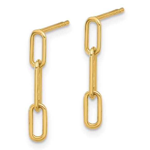 Kazi Luxury 14k Yellow Gold Polished Open Link Post Dangle Earrings
